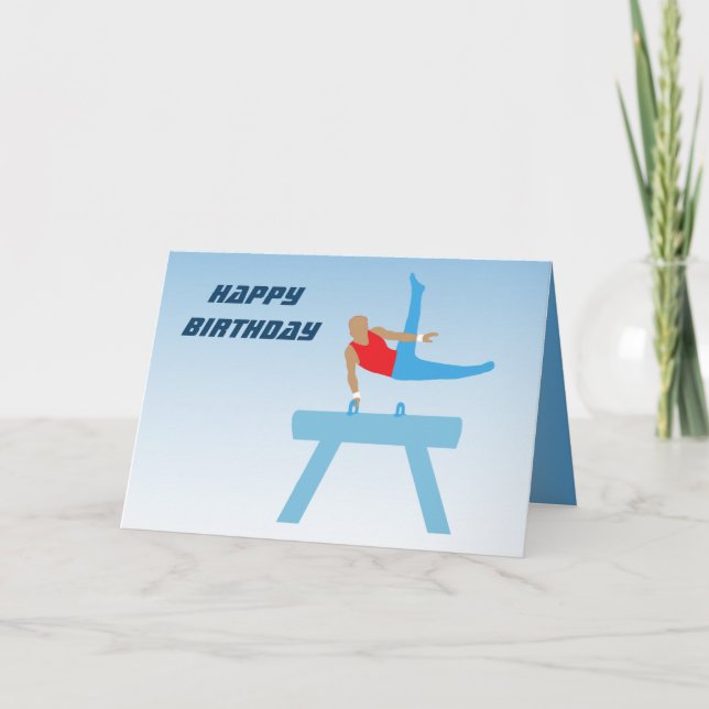 Tarjeta Gimnasia de los niños de cumpleaños Caballo Pommel (Anverso)