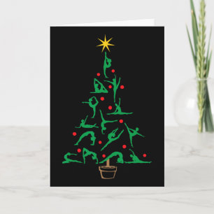 Tarjeta Gimnasia de Navidad Yoga Árbol de Navidad