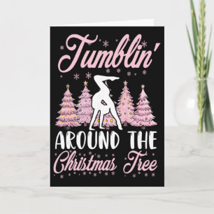 Tarjeta Gimnasia de niñas voltereta gimnasta Navidad