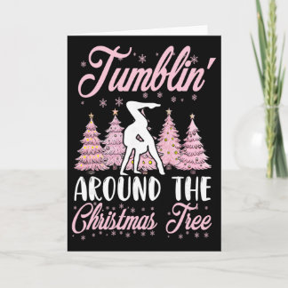 Tarjeta Gimnasia de niñas voltereta gimnasta Navidad