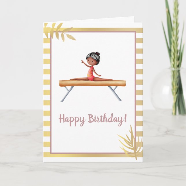 Tarjeta Gimnasia de oro blanco Beam Cumpleaños (Anverso)