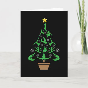 Tarjeta Gimnasia femenina árbol de Navidad