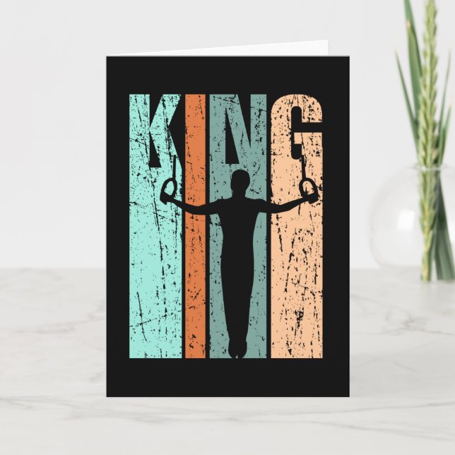 Tarjeta Gimnasia masculina King Retro angustiado Cumpleaño (Anverso)