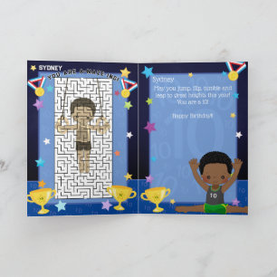Tarjeta Gimnasia para niños negros Cumpleaños eres un labe