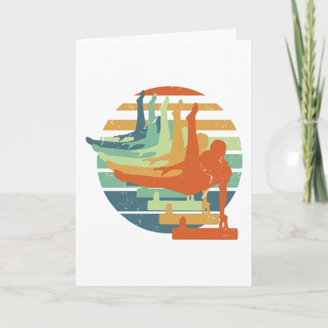 Tarjeta Gimnasia retro divertida hombres amante del deport (Anverso)