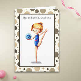 Tarjeta Gimnasta rítmica con Ball Feliz cumpleaños