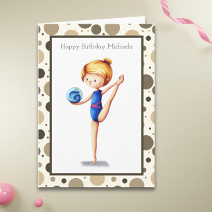 Tarjeta Gimnasta rítmica con Ball Feliz cumpleaños