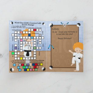 Tarjeta Ginger Boys Karate Mensaje secreto Feliz cumpleaño