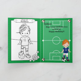 Tarjeta Ginger Boys Soccer Colour Page Feliz cumpleaños