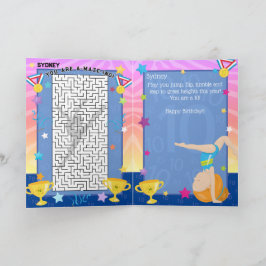 Tarjeta Ginger Chica Gymnastics eres un cumpleaños de labe