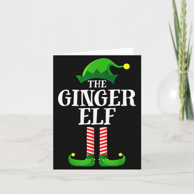 Tarjeta Ginger Elf Matching Family Group Christmas Party P (Anverso)