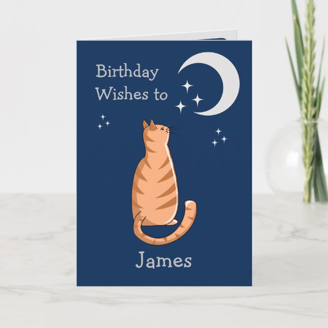 Tarjeta Ginger Ginger Ginger Cat para la luna (Anverso)