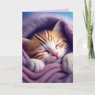 Tarjeta GINGER KITTEN CAT ART SLEEPING BIRTHDAY Card