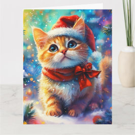 Tarjeta Ginger Kitten de ensueño en la acuarela de Santa H