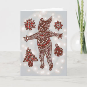 Tarjeta Gingerbread Cat  & Cookies, 2025