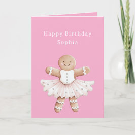 Tarjeta Gingerbread Chica Ballerina Ballet Cumpleaños