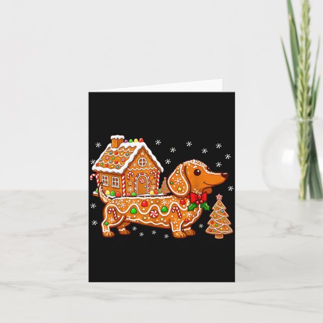 Tarjeta Gingerbread Dachshund Christmas Tree House Cookie  (Anverso)