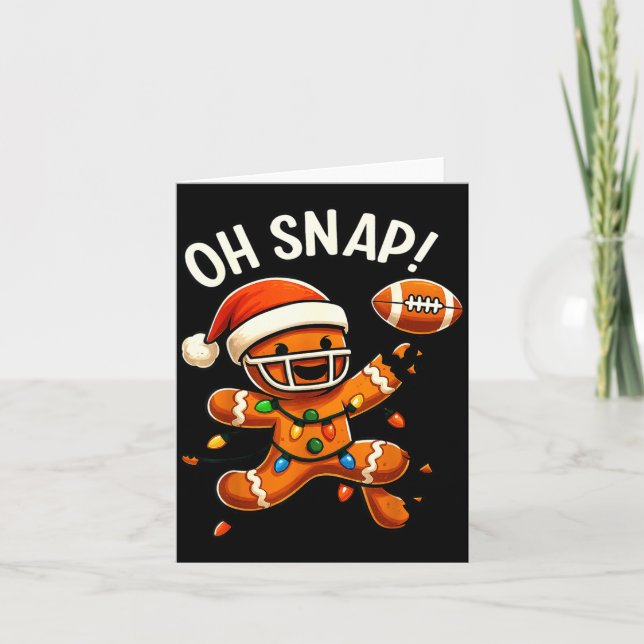 Tarjeta Gingerbread Football Oh Snap Christmas Lights Desi (Anverso)