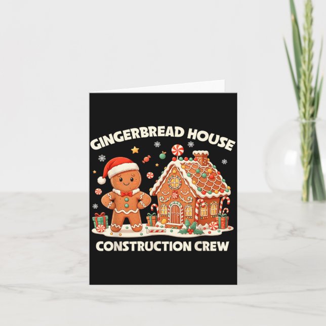 Tarjeta Gingerbread House Construction Crew Kids Men Women (Anverso)