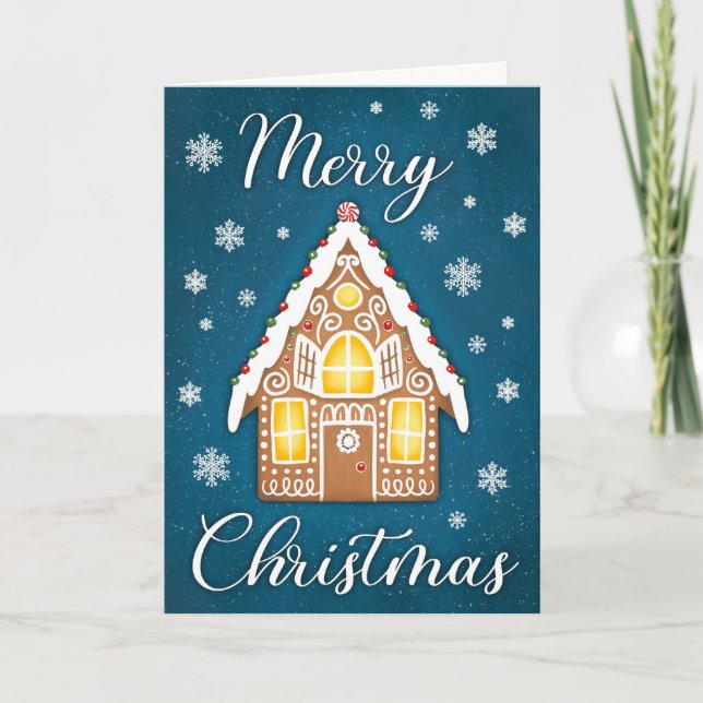 Tarjeta Gingerbread House Feliz Saludo de Navidad (Anverso)