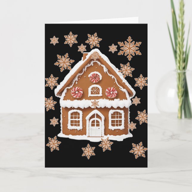 Tarjeta Gingerbread Houses And Snowflakes Sweet Christmas  (Anverso)