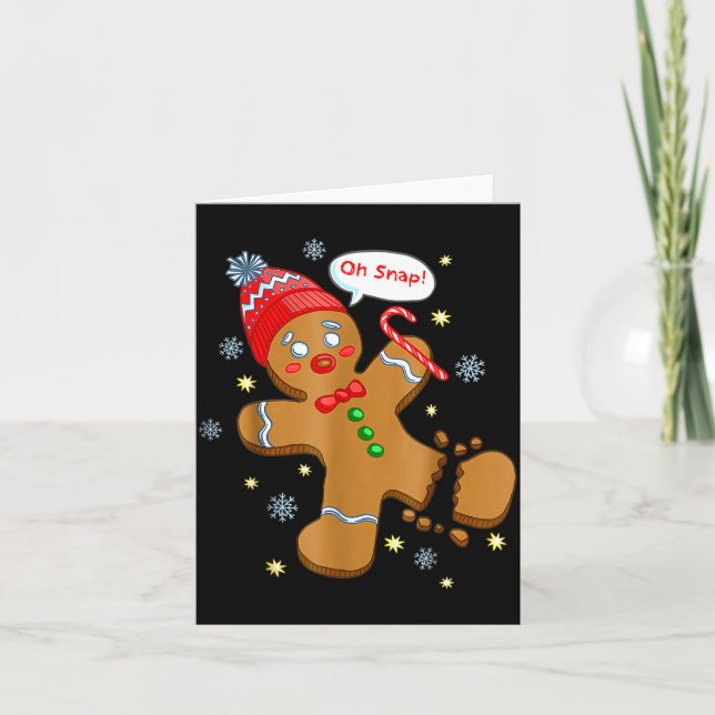Tarjeta Gingerbread Man Cookie Ugly Sweater Oh Snap Christ (Anverso)