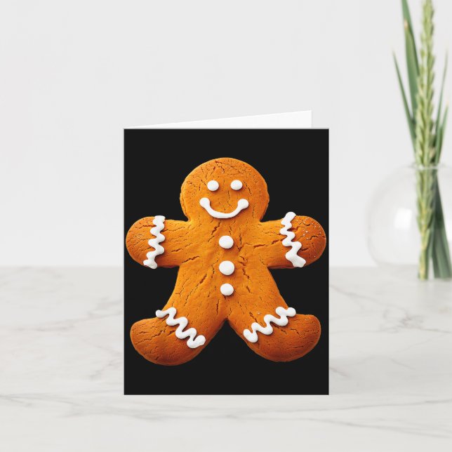 Tarjeta Gingerbread Man Costume Funny Halloween Christmas  (Anverso)