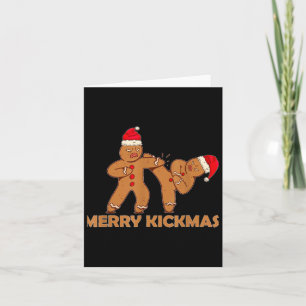 Tarjeta Gingerbread Merry Kickmas Gracioso Karate Santa Fa