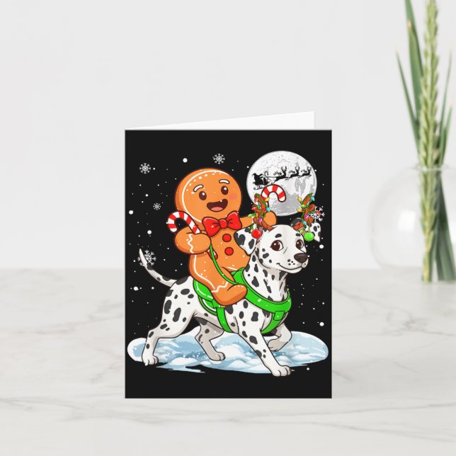 Tarjeta Gingerbread Ridding Dalmatian Reindeer Christmas B (Anverso)