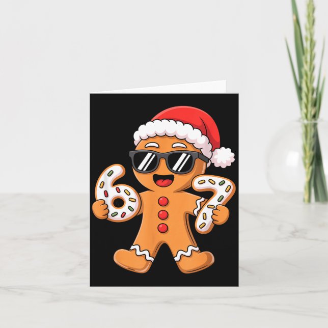 Tarjeta Gingerbread Santa With Sungles Holding 67 Cookies  (Anverso)