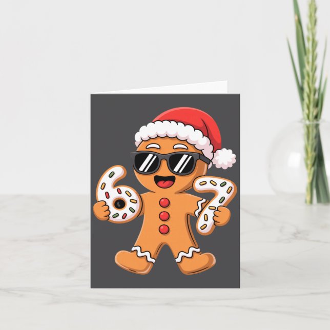 Tarjeta Gingerbread Santa With Sungles Holding 67 Cookies  (Anverso)