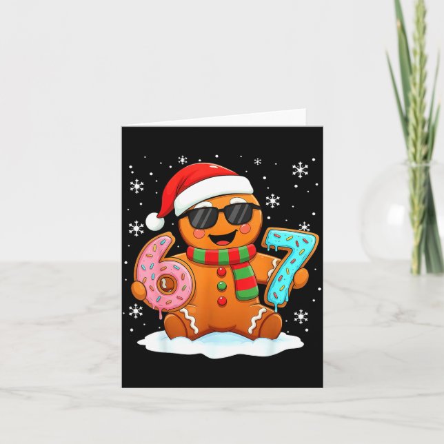 Tarjeta Gingerbread Six Seven Bruh Funny Christmas Meme Si (Anverso)