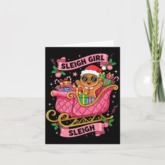 Tarjeta Gingerbread Sleigh Girl Nk Funny Christmas Women G (Anverso)