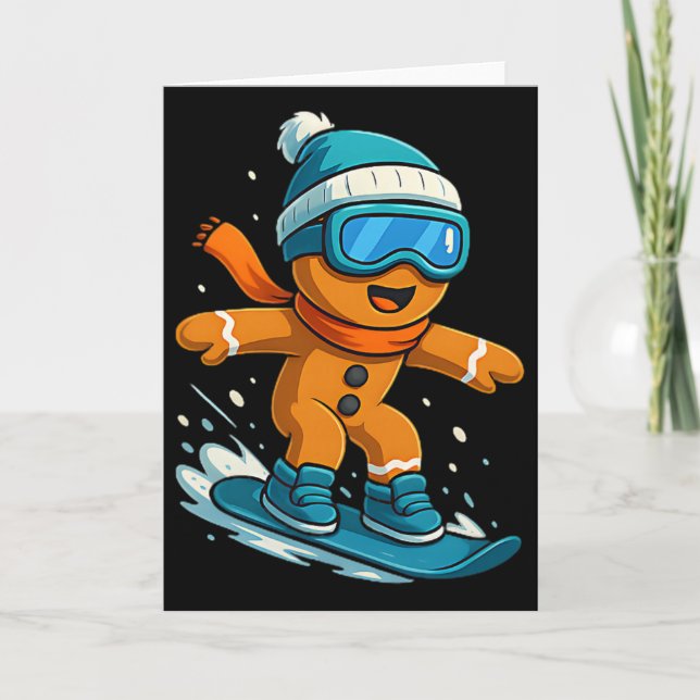 Tarjeta Gingerbread Snowboarder Christmas Holiday Snowboar (Anverso)