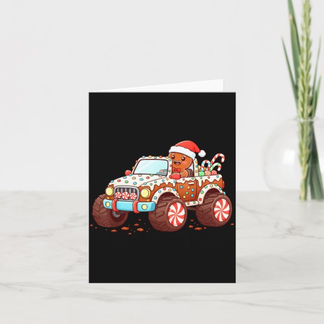 Tarjeta Gingerbread Xmas Candy Truck Funny Christmas Bakin (Anverso)