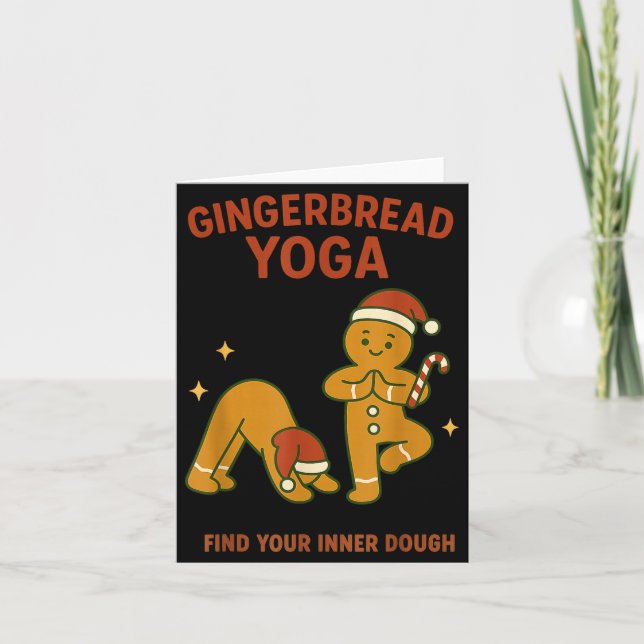 Tarjeta Gingerbread Yoga – Fun Holiday “find Your Inner Do (Anverso)