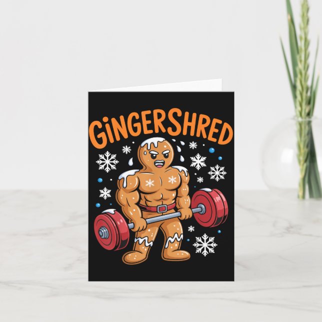 Tarjeta Gingershred Christmas Gym Workout Funny Gingerbrea (Anverso)