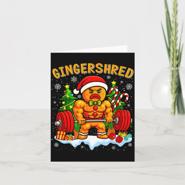 Tarjeta Gingershred Funny Gingerbread Man Gym Bodybuilding (Anverso)