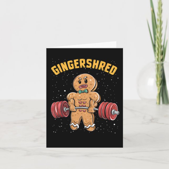 Tarjeta Gingershred Funny Gingerbread Man Gym Bodybuilding (Anverso)