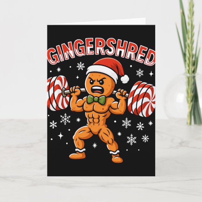 Tarjeta Gingershred Funny Gingerbread Man Gym Bodybuilding (Anverso)