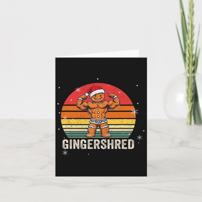 Tarjeta Gingershred Funny Gingerbread Man Gym Bodybuilding (Anverso)