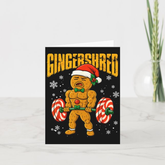 Tarjeta Gingershred Funny Gingerbread Man Gym Bodybuilding (Anverso)