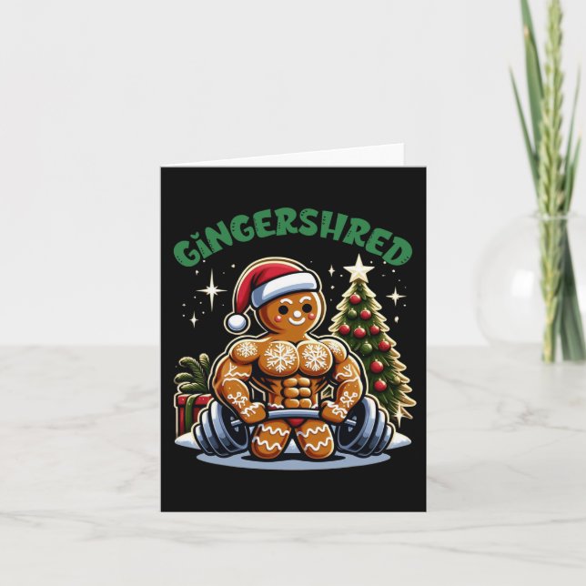 Tarjeta Gingershred Funny Gingerbread Man Gym Bodybuilding (Anverso)