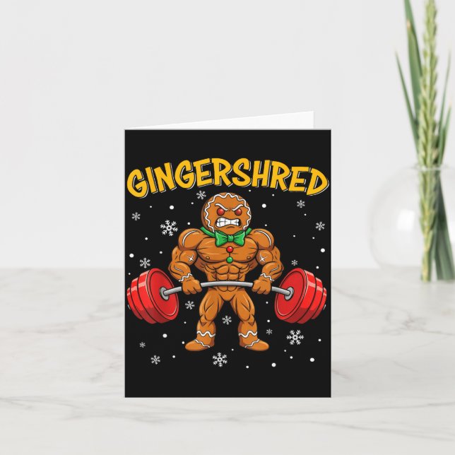 Tarjeta Gingershred Funny Gingerbread Man Gym Bodybuilding (Anverso)