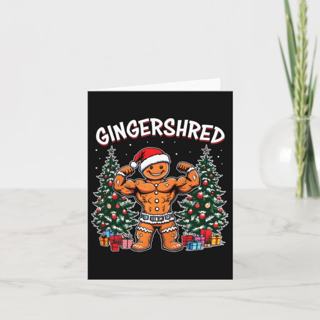 Tarjeta Gingershred Funny Gingerbread Man Gym Bodybuilding (Anverso)