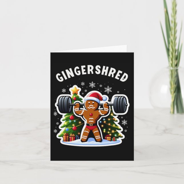 Tarjeta Gingershred Funny Gingerbread Man Gym Bodybuilding (Anverso)