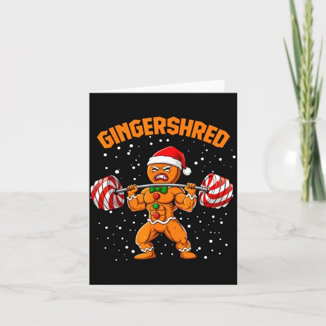Tarjeta Gingershred Funny Gingerbread Man Gym Bodybuilding (Anverso)
