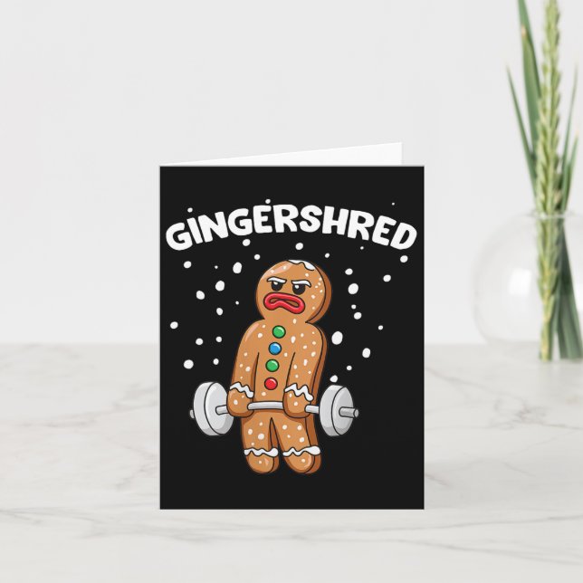 Tarjeta Gingershred Funny Gingerbread Man Gym Bodybuilding (Anverso)