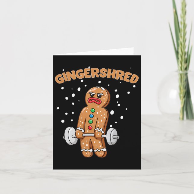 Tarjeta Gingershred Funny Gingerbread Man Gym Bodybuilding (Anverso)