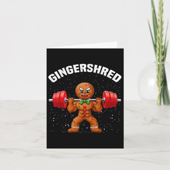 Tarjeta Gingershred Funny Gingerbread Man Gym Bodybuilding (Anverso)